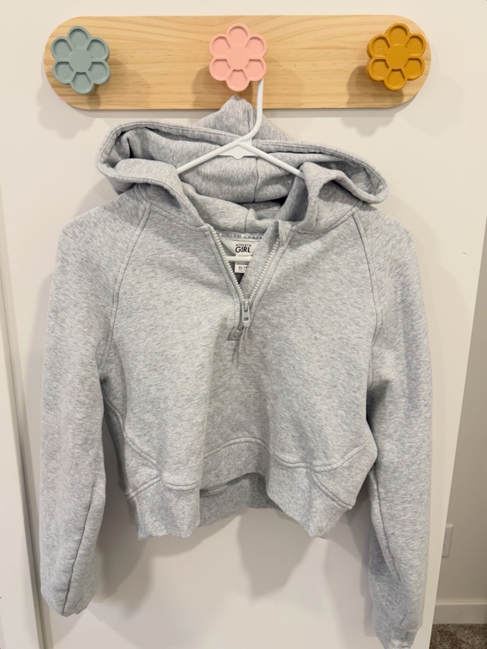 Athleta Light Heather Gray Half-Zip Hoodie Sweater
